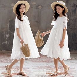 New 2021 Summer Girls Dress with Lining 100% Cotton Embroidery Baby Princess Midi Dress Children Party Clothes (Not Transparent) Q0716