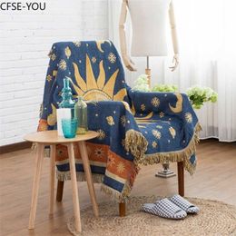 The Sun God Throw Blanket Sofa Decorative Slipcover Cobertor On / beds plane Travel Plaid Non-slip Stitching Blankets 211116