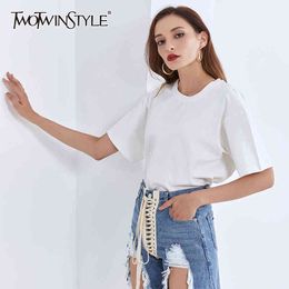 Casual White T Shirt For Women O Neck Short Sleeve Solid Minimalist Basic Tops Female Summer Fashion Style 210524
