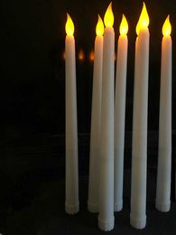 50pcs Led battery operated flickering flameless Ivory taper candle lamp candlestick Xmas wedding table Home Church decor 28cm(H) H0909