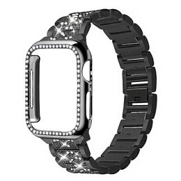 Imitation jewel smartwatch straps + Diamond Case Watchbands Women Diamond Watch band for Apple iwatch Series 7 6 5 4 zirconium alloy strap 41mm 45mm Bracelet Wristband