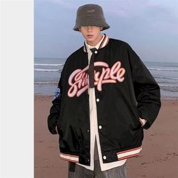 men jacket Spring cool baseball uniform Western Preppy style stand-up collar coat loose motorcycle pilot trainer 211110