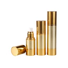 15ML 30ML 50ML Empty Refillable Upscale Gold Acrylic Airless Vacuum Eye Cream Essence Lotion Pump Bottle Toiletries Container Travel