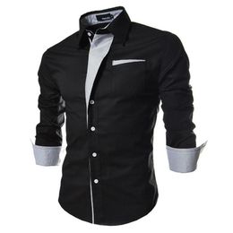 brand long sleeve shirts social male 5 colors slim fit striped shirts plus size 3xl mens dress shirts 210714