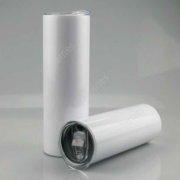 20oz 30oz Sublimation tapered Tumbler Stainless steel blank white cup with lid straw Cylinder sea shipping DAJ256