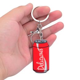 Cute Cartoon Acrylic Keychains Creative Drinks Cola Key Chain Jewelry For Women Kids Girls Gift Car Accessory