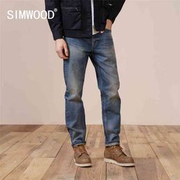 Spring Regular Straight Jeans Men 100% Cotton Vintage Casual Denim Trousers Plus Size Brand Clothing 210723