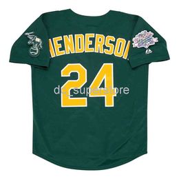 Custom Sewing Rickey Henderson Oakland 1989 World Series Green Jersey Männer Frauen Jugend Baseball Jersey XS-6xl