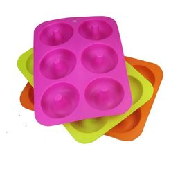 2021 6 Cavity Non-Stick Donut Mould Donut Muffin Cake Silicone Doughnut Bakeware Baking Mold Mould Pan DIY Jelly Candy 3D Mold