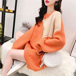 Autumn And Winter Korean Version Of The Loose Lazy Wind Pullover Sweater Female Ins Super Fire Hong Kong Flavour Shirt Tide 210427
