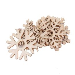 wooden embellishments crafts UK - 2021 Christmas DIY Assorted Wooden Snowflake Cutouts Craft Embellishment Gift Tag Wood Ornament for Weding