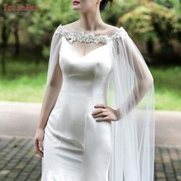 Wraps & Jackets YouLaPan G26 Bolero Woman Big Size Wedding 3M Long Luxurious Cathedral Bride Shawl Rhinestones Beads Cape Cloak