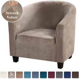Leisure Club Chair Cover Velvet Armchair Slipcover Tub Couch Covers Washable Sofa Slipcovers Protector Bar Counter Living Room 211207