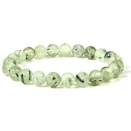 Fashion Natural Green Prehnites Stone Beads Bracelet Handmade Women Men Round Amethysts Stone Beaded Charm Bracelet Jewellery Gift