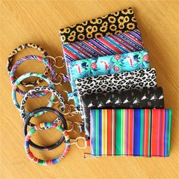 PU pulseira pulseira bolsa bolsa carteira de embreagem padrão floral círculo chaveiro braceletes chaveiros bangle floral chaveiro telefone bolsa pulseira A122001