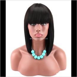 Short Bob Lace Wigs With Bangs Brazilian Virgin Hair Straight Lace Front Human Hair Wigs For Black Women Swiss Lace Frontal Wigs Jmjs9 Yygp9