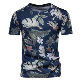 AIOPESON Printed T-shirts Men Casual 100% Cotton O-neck Hawaii Style Clothing Summer Streetwear s T Shirt 210707