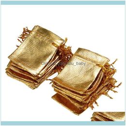 Pouches & Display Jewelry50Pcs/Set Jewelry Packaging Bags Sier Gold Color Adjustable Dstring Veet Bag For Wedding Gift Pouches 5X7Cm 7X9Cm