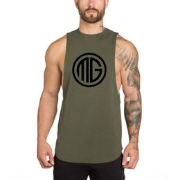 Muscleguys Gyms Tank Top Bodybuilding Fitness Men Cotton Shirt Vest Men's Tank Tops Newest Brand Sleeveless musculation 210421