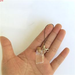 Cute Glass Bottles Pendant Rectangle Key Chains Arts With Cork For Phone Bracelets Necklace 2016 New 10pcs good qty