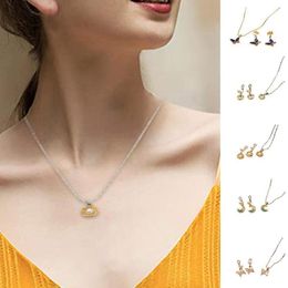 Earrings & Necklace Fashion Pendants Set Alloy Drop Oil Butterfly Moon Necklaces Earring Party Gift Jewelry For Women W5U7