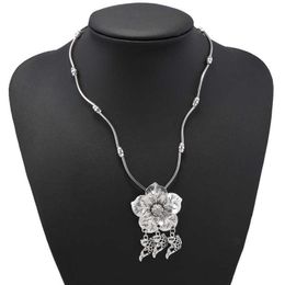 women's fish flower Tibetan silver Pendant Necklaces fashion gift national style women DIY necklace pendants
