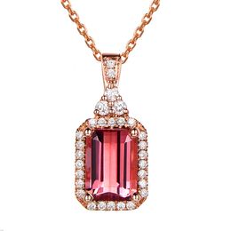 Crystal Womens Necklaces Pendant natural red square stone clavicle chain gold silver plated