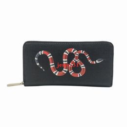 Wholesale High quality animal long style zipper Wallet Men women black snake Tiger Wallets Purse Wallet card holder with box 6 Colours