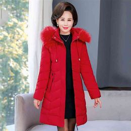 winter women long parka solid thick jacket oversize slim hooded fur collar office ladies coat outwear abrigo mujer invierno 210923
