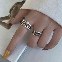 Todorova Hip Pop Vintage Metal Punk Chain Cross Open Rings Fashion Geometric Finger Rings For Women Men Party Jewellery Gifts G1125