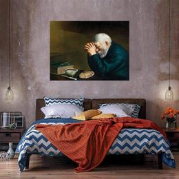 Old Man Praying Huge Oil Painting On Canvas Home Decor Handcrafts /HD Print Wall Art Pictures Customization is acceptable 21051124