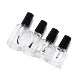 15ml Premium Glass Empty Polish Bottles with Brushes and Black Caps Square/Round