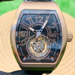 Mens Watch V45 Tourbillon FM2001-02 manual mechanical movement exclusive balance wheel rotation with second hand reading bucket case