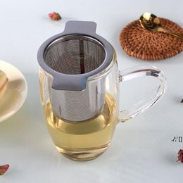 Fine Mesh Tea Strainer Lid Tea and Coffee Philtres Reusable Stainless Steel Tea Infusers Basket with 2 Handles RRA10595
