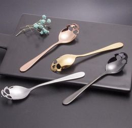 new Sugar Skull Tea Spoon Stainless Steel Coffee Spoons Dessert Spoon Ice Cream Tableware Funny Flatware Spoon Kitchen Accessories EWB3356