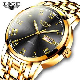 Mens Watches LIGE Luxury Brand Men Sports Quartz Watch Men Fashion Stainless Steel Date Clock Waterproof Relogio Masculino+Box 210527