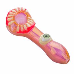 Latest Cool Teeth Eyes Pyrex Thick Glass Tooth Smoking Tube Handpipe Dry Herb Tobacco Oil Rigs Philtre Bong Pipes DHL Free
