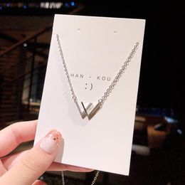 Pendant Necklaces High-Grade W Letter Necklace Simple Christmas Birthday Gift Chain Titanium Steel Sweater Double V Clavicle Female