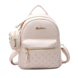 2021 Summer New Vintage Retro Lady PU Leather Bag Small Women Mini Backpack Mochila Feminina School Bags for Teenagers Bolsa 516 X0529