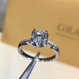 925 sterling silver 1ct 2ct 3ct Round Brilliant Cut Ring VVS1 Diamond Moissanite ring Engagement Jewellery Anniversary