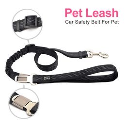 Nylon Pet Leashes Dogs Car Seat Belt Reflective Elastic Big Dog Safety Leash Lever Harness Lead Clip Traction Pets Supplies 211006