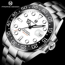 Fashion Men Automatic Mechanical Watch PAGRNE Design Top Stainless Steel Waterproof Reloj Hombre Wristwatches