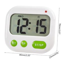 Timers Digital Alarm Clock Vibration With Backlight 12/24 Hour Clocks Optical Music/Vibration Portable Timer 85WC