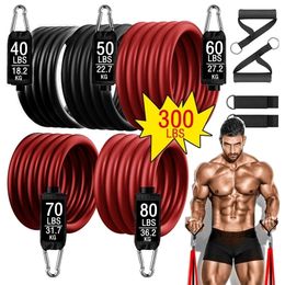 300lbs Fitness Resistance Band Yoga Workout Bands Set Exercise Training Expander Gym Equipment for Home Bodybuilding Weights 220216