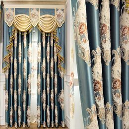 Curtain & Drapes European Style Curtains For Living Dining Room Bedroom Chenille Jacquard High-end Blackout Luxury High-precision