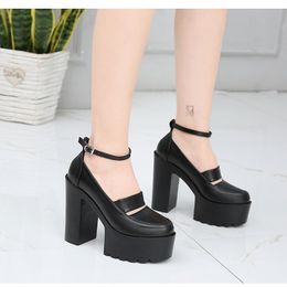 Style Women Platform Shoes Black And White Pumps Mary Jane High Heel Fashion Round Toe For Ladies Dress