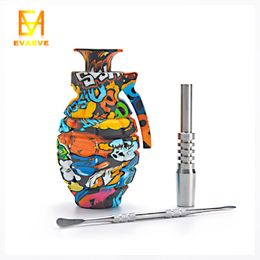 14mm nectar collector tip UK - Smoking Grenade Silicone 14mm Nectar Collector with Stainless Steel Tip pipe dab oil rig glass bong