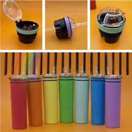 20oz Snack tumbler Drink Cup with lid straw Rainbow stainless steel insulated travel coffee mug water bottle snacks cups