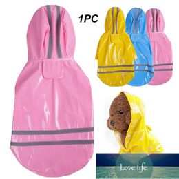 Spring Summer Dog Raincoat PU Reflective Puppy Pet Rain Coat Hooded Waterproof Dog Jacket Clothes S-XL