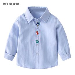 Mudkingdom Boys Fashion Shirts Long Sleeve Cartoon Animal Parttern Casual Tops Autumn Cotton Shirt for Kids Clothes 210615